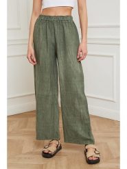 Fleur de Lin Lniane spodnie "Garibaldi" w kolorze khaki rozmiar: L. Brązowe spodnie materiałowe damskie Fleur de Lin, bez wzorów, ze lnu. Za 140.53 zł.