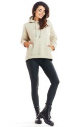 Beżowa Oversizowa Bluza z Kapturem. Brązowe bluzy damskie Infinite You, l, bez wzorów, z bawełny, z kapturem. Za 194.90 zł.