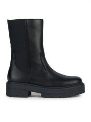 Geox Botki D Spherica Ec7 D36VDK 00043 C9999 Czarny. Czarne botki damskie Geox, ze skóry, bez obcasa, na płaskiej podeszwie, bez zapięcia. Za 579.99 zł.