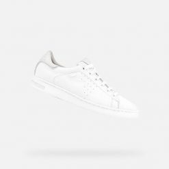 Sneakersy damskie Geox Jaysen. Białe obuwie sportowe damskie Geox, bez zapięcia, trekkingowe. Za 467.50 zł.