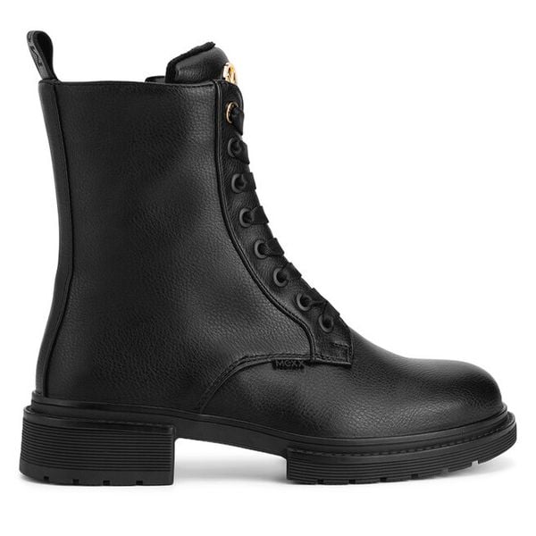 Trzewiki MEXX. Czarne botki damskie Mexx, bez obcasa, na płaskiej podeszwie, bez zapięcia. Za 299.99 zł.