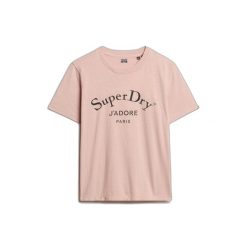 Koszulka damska Superdry Brand Mark. Czerwone bluzki damskie Superdry, bez wzorów, bez kołnierzyka, bez ramiączek. Za 142.35 zł.