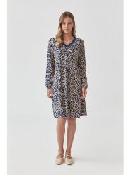 TATUUM Sukienka w kolorze granatowo-beżowym rozmiar: 38. Brązowe sukienki damskie TATUUM, bez wzorów, z wiskozy, bez ramiączek. Za 180.91 zł.