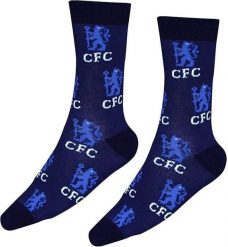 Skarpety Chelsea FC Londyn Jr - licencjonowane. Niebieskie skarpetki damskie CHELSEA, bez wzorów, z bawełny. Za 53.99 zł.