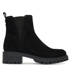 Botki Lasocki. Czarne botki damskie Lasocki, bez obcasa, na płaskiej podeszwie, bez zapięcia. Za 249.99 zł.