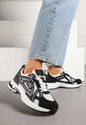 Czarne Sneakersy z Geometrycznym Wzorem Froloti. Czarne obuwie sportowe damskie Born2be, z jeansu, bez zapięcia. Za 109.99 zł.