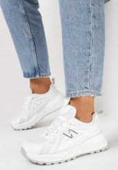 Białe Sneakersy na Grubej Podeszwie z Siateczką Aslova. Białe obuwie sportowe damskie Born2be, bez zapięcia. Za 109.99 zł.