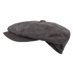 Czapka z guzikami ze skóry Nappa Horka. Brązowe czapki damskie HORKA, bez wzorów, z nubiku. Za 383.00 zł.
