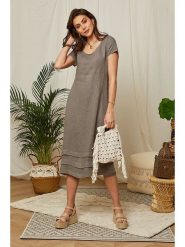 Lin Passion Lniana sukienka w kolorze szarobrązowym rozmiar: 36/38. Brązowe sukienki damskie Lin Passion, bez wzorów, ze lnu, klasyczne, bez ramiączek. Za 113.99 zł.