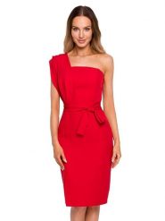 Made of emotion Sukienka w kolorze czerwonym rozmiar: M. Czerwone sukienki damskie Made Of Emotion, bez wzorów, bez ramiączek. Za 139.87 zł.