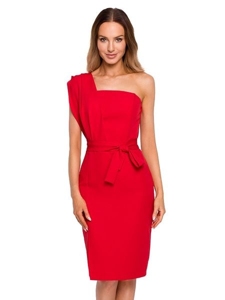 Made of emotion Sukienka w kolorze czerwonym rozmiar: M. Czerwone sukienki damskie Made Of Emotion, bez wzorów, bez ramiączek. Za 139.87 zł.