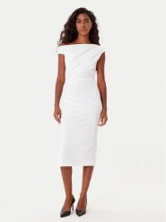 Rinascimento Sukienka koktajlowa CFC0125334003 Biały Slim Fit. Białe sukienki damskie Rinascimento, bez wzorów, z syntetyku, wizytowe, bez ramiączek. Za 419.99 zł.