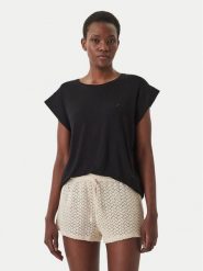 Emporio Armani T-Shirt EW003407 AF20240 UC001 Czarny Regular Fit. Czarne t-shirty damskie Emporio Armani, xl, bez wzorów, z wiskozy, bez kołnierzyka. Za 186.99 zł.