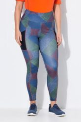 Damskie Funkcjonalne legginsy pleciony wzór siatkowa kieszeń. Niebieskie legginsy damskie Ulla Popken, plus size, bez wzorów, z elastanu. Za 201.99 zł.