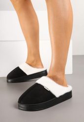 Czarne Klasyczne Kapcie Vices z Ozdobnym Futrem Eleahilde. Czarne kapcie damskie Renee, z dresówki. Za 24.99 zł.
