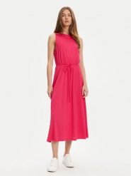 United Colors Of Benetton Sukienka letnia 3Q225V00X Różowy Regular Fit. Czerwone sukienki damskie United Colors Of Benetton, bez wzorów, z bawełny, bez ramiączek. Za 179.99 zł.