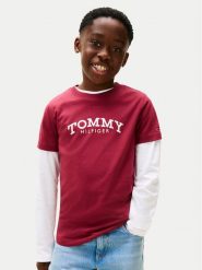 Tommy Hilfiger T-Shirt Monotype Print KB0KB10051 Czerwony Regular Fit. Czerwone t-shirty i koszulki chłopięce Tommy Hilfiger, bez wzorów, z bawełny, bez kołnierzyka, bez ramiączek. Za 109.99 zł.