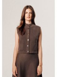 Rodier Kamizelka w kolorze jasnobrązowym rozmiar: XL. Brązowe kamizelki damskie Rodier, xl, bez wzorów, z wełny, bez kaptura. Za 252.99 zł.