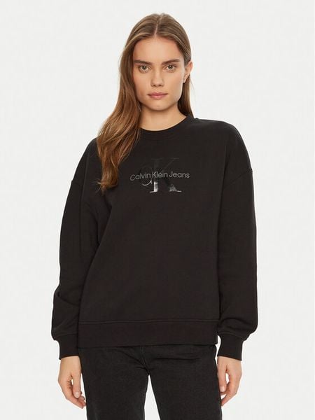 Calvin Klein Jeans Bluza Glossy Monologo J20J224724 Czarny Regular Fit. Czarne bluzy damskie Calvin Klein Jeans, l, bez wzorów, z bawełny, bez kaptura. Za 239.99 zł.