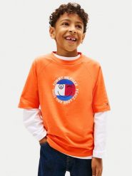 Tommy Hilfiger T-Shirt Smiley Flag KB0KB10269 Pomarańczowy Regular Fit. Brązowe t-shirty i koszulki chłopięce Tommy Hilfiger, bez wzorów, z bawełny, bez kołnierzyka, bez ramiączek. Za 129.99 zł.