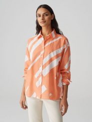 OPUS Koszula w kolorze pomarańczowo-białym rozmiar: 36. Białe koszule damskie Opus, bez wzorów, z bawełny, bez kołnierzyka, bez ramiączek. Za 139.87 zł.