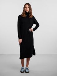 Pieces Sukienka dzianinowa Juliana 17126281 Czarny Regular Fit. Czarne sukienki damskie Pieces, bez wzorów, z dzianiny, bez ramiączek. Za 129.99 zł.