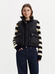 Levi's Kamizelka puchowa w kolorze czarnym rozmiar: M. Czarne kamizelki damskie Levi's, m, bez wzorów, z puchu, bez kaptura. Za 228.92 zł.