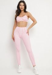 Jasnoróżowy Komplet Sportowy z Ozdobnymi Przeszyciami Legginsy i Top na Ramiączkach Filinella. Czerwone legginsy damskie Born2be, m, bez wzorów. Za 84.99 zł.