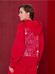Bluza z nadrukiem na plecach - czerwony. Czerwone bluzy damskie Sinsay, l, bez wzorów, bez kaptura. Za 49.99 zł.