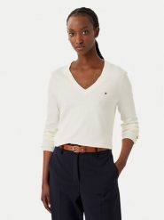 Tommy Hilfiger Sweter WW0WW40098 Kremowy Regular Fit. Białe swetry klasyczne damskie Tommy Hilfiger, m, z bawełny, bez kołnierzyka. Za 409.99 zł.