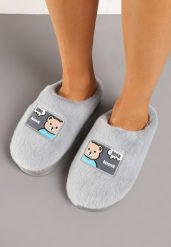 Szare Kapcie Vices na Grubej Podeszwie z Futerkiem i Naszywką Deotira. Szare kapcie damskie Born2be, z dresówki. Za 29.99 zł.