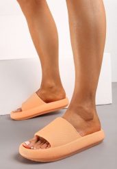Pomarańczowe Klapki z Pianki o Minimalistycznym Designie Kaseis. Brązowe klapki damskie Born2be, bez wzorów, bez obcasa, bez zapięcia. Za 39.99 zł.