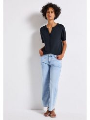 Street One Bluzka w kolorze granatowym rozmiar: 40. Niebieskie bluzki damskie Street One, s, bez wzorów, z wiskozy, klasyczne, bez kołnierzyka, bez ramiączek. Za 78.66 zł.