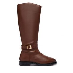 Kozaki Tommy Hilfiger. Brązowe kozaki damskie Tommy Hilfiger, bez obcasa, bez zapięcia. Za 949.99 zł.