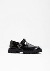 Półbuty loafersy chunky. Czarne czółenka damskie bonprix, bez wzorów, bez obcasa. Za 122.99 zł.