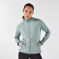Bluza do biegania damska Kiprun Run 500 Warm ocieplana. Zielone bluzy damskie KIPRUN, s, bez wzorów, z elastanu, bez kaptura. Za 159.99 zł.