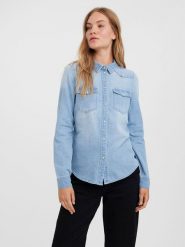 Vero Moda Bluzka w kolorze błękitnym rozmiar: XS. Niebieskie bluzki damskie Vero Moda, xs, bez wzorów, z bawełny, bez kołnierzyka, bez ramiączek. Za 86.99 zł.
