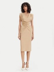 ACCESS FASHION Sukienka koktajlowa 63-3409-162 Beżowy Regular Fit. Brązowe sukienki damskie ACCESS FASHION, bez wzorów, z bawełny, wizytowe, bez ramiączek. Za 669.99 zł.