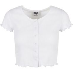 Koszulka damska Urban Classics cropped button up rib. Białe koszulki sportowe damskie Urban Classics, bez wzorów, prążkowane, bez ramiączek. Za 145.00 zł.
