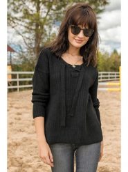 Milan Kiss Sweter w kolorze czarnym rozmiar: XL. Czarne swetry klasyczne damskie Milan Kiss, xl, z wełny, bez kołnierzyka. Za 101.47 zł.