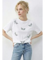 Bianco Lucci Koszulka w kolorze białym rozmiar: L. Białe bluzki damskie Bianco Lucci, l, bez wzorów, z bawełny, bez kołnierzyka, bez ramiączek. Za 114.95 zł.