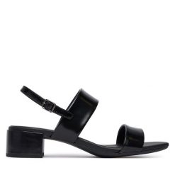 Sandały ECCO. Czarne sandały damskie ECCO, bez wzorów, bez obcasa, na słupku, bez zapięcia. Za 569.99 zł.