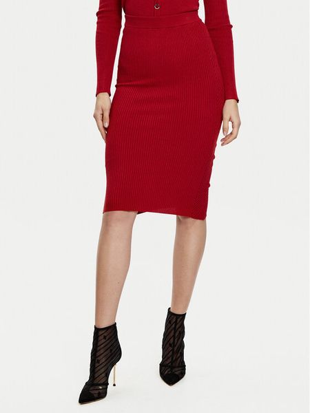 Guess Spódnica midi W5RD15 Z2V62 Czerwony Slim Fit. Czerwone spódnice damskie Guess, xs, z aplikacjami, z syntetyku, midi. Za 229.99 zł.