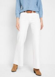 Jeansy ze stretchem wide leg, mid waist. Niebieskie jeansy damskie bonprix. Za 124.99 zł.
