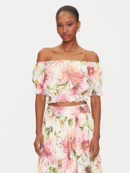 Guess Bluzka W5GH61 WH4S2 Kolorowy Regular Fit. Bluzki damskie Guess, m, z aplikacjami, z wiskozy, bez kołnierzyka, bez ramiączek. Za 169.99 zł.