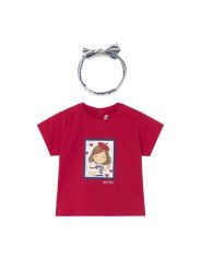 Mayoral T-Shirt 1081 Czerwony Regular Fit. Czerwone koszulki i t-shirty dziewczęce Mayoral, bez wzorów, z bawełny, bez kołnierzyka, bez ramiączek. Za 79.99 zł.