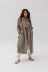 Klasyczny bawełniany trencz w kolorze LIGHT KHAKI - VENICE-M/L. Brązowe płaszcze damskie Marsala, l, bez wzorów, z bawełny, bez kaptura. Za 1,299.90 zł.