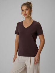 4F T-shirt regular gładki damski - brązowy S. Brązowe t-shirty damskie 4F, s, bez wzorów, z bawełny, bez kołnierzyka. Za 59.99 zł.