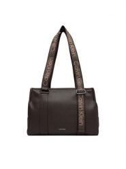 Calvin Klein Torebka Webbing Adj Strap Tote LV04F3644G Brązowy. Brązowe torebki klasyczne damskie Calvin Klein, ze skóry, bez dodatków. Za 649.99 zł.