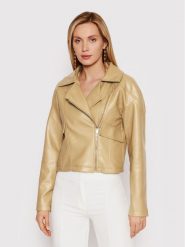 DeeZee Kurtka z imitacji skóry Ivy PKH054 Beżowy Regular Fit. Brązowe kurtki damskie DeeZee, s, bez wzorów, ze skóry, bez kaptura. Za 299.99 zł.